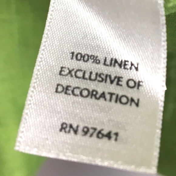 J. Jill Lime Green 100% Linen Pintuck Lace Trim Split Neck Tunic Top XL - Picture 5 of 6